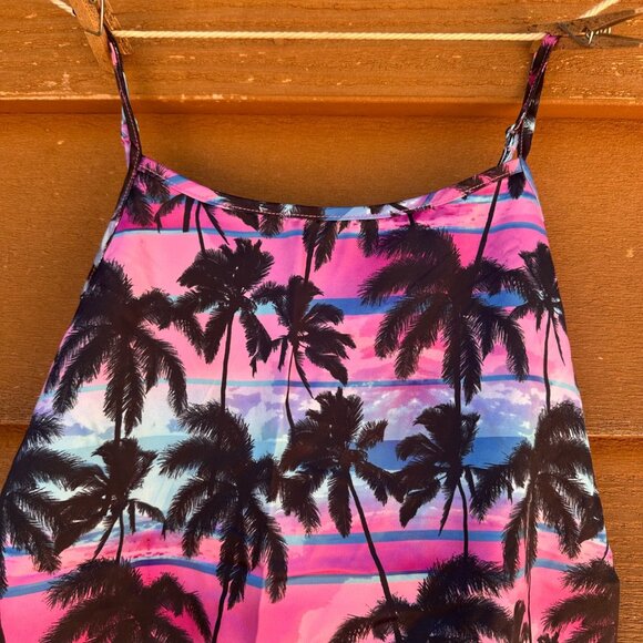 More Than Magic Girls Sleepwear Top Pink Blue Tropical Palm Tree Print Size 7/8 - Picture 4 of 8